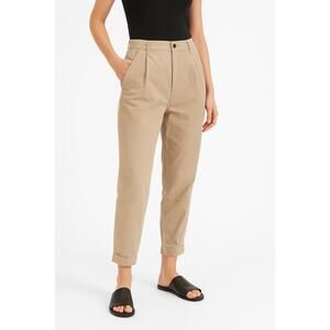 NWT Everlane Trousers‎ Womens 4 Beige The Relaxed Chino High Waisted Pleated